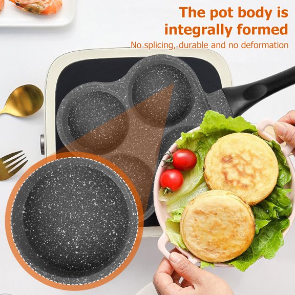 BUTORY 4 Holes Frying Pan Pancakes Maker Non-Stick Fried Egg Pan for Breakfast Eggs Kitchen Utensils Burger Eye Pan for Gas Stove Electric