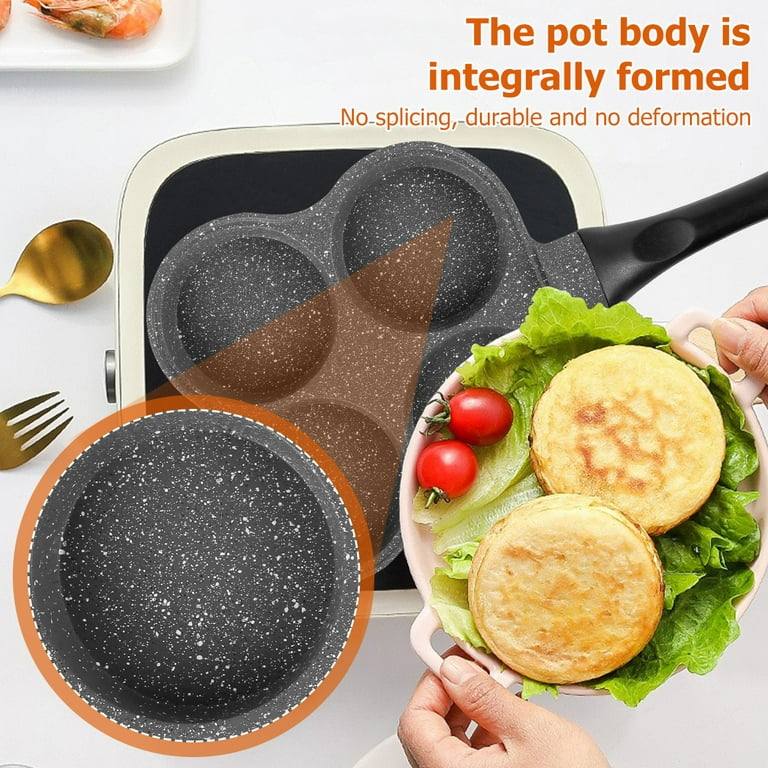 Pancake Pan Non-Stick Fried Egg Pan 4 Holes Frying Maker with Handle Crepe  Pan for Breakfast Eggs Kitchen Utensils Burger Eye Pan for Gas Stove