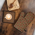 thumbnail image 5 of Brown Red Yellow Plaid Checkered Pattern Kitchen Oven Mitt and Pot Holder Sets 2 Pcs for Baking, Cooking and Grilling, Heat Resistant Up To 392 °F, 5 of 7