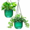 thumbnail image 1 of Paquete de 2 macetas colgantes con autorriego para interior, cestas colgantes para exterior, colgador de plantas, 1 of 5