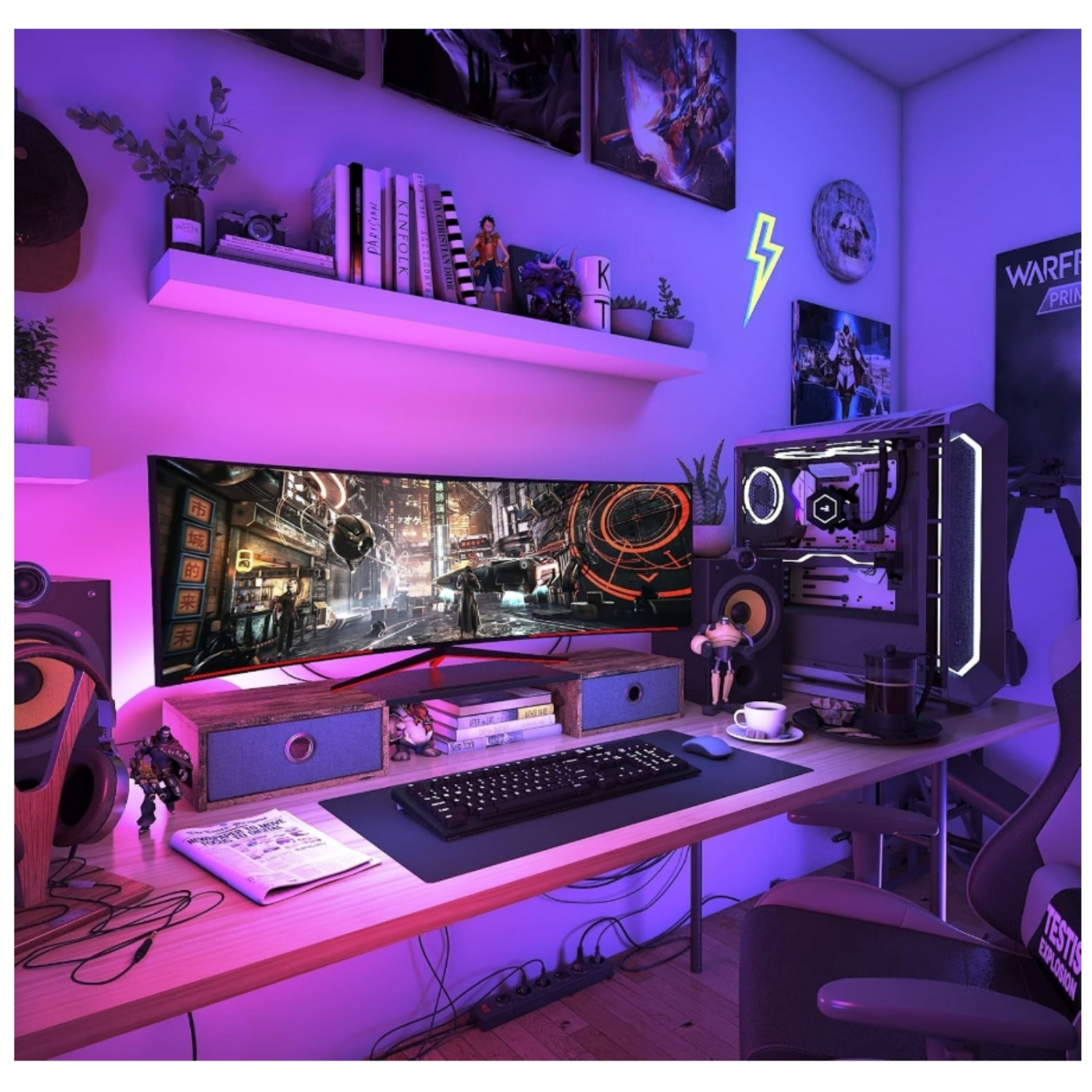 Dual Monitor Staniser with Two Drawers, Extra Large Storage for 2 Monitors, Desktop Oraganizer Computer,Laptop,Screen,Printer,TV