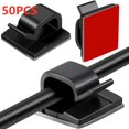 thumbnail image 1 of 50PCS Cable Organizer Clips Cable Management Wire Manager Cord Holder USB Charging Data Line Bobbin Winder Wall Mounted Hook 50PCS Black, 1 of 6