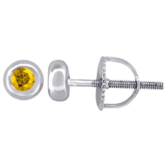 925 Sterling Silver Womens Yellow Cubic Zirconia Round Fashion Stud Earrings Stud Earring for Women