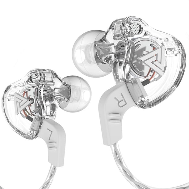 Monstrate Auriculares con cable en el oído, sonido estéreo, graves, auriculares deportivos portátiles, reproducción de música, MP3, MP4, Sistemas de cine en casa Blanco transparente