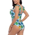 thumbnail image 5 of Yiaed Cartoon Monster Print Women's Ruffled One Piece Swimsuit V Neck Swimwear Slimming Monokini for Woman-Large, 5 of 8