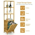 thumbnail image 5 of Gymax Bathroom Tilt-out Laundry Hamper Bamboo Tower Hamper w/3-Tier Shelves, 5 of 10