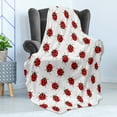 thumbnail image 4 of Ladybugs Soft Flannel Fleece Blanket, Ladybugs Pattern Bunch of Bugs Infinite Speckled Marked Insect Theme Playroom Kids, Cozy Plush for Indoor and Outdoor Use, 50" x 70", Red White, by Ambesonne, 4 of 5