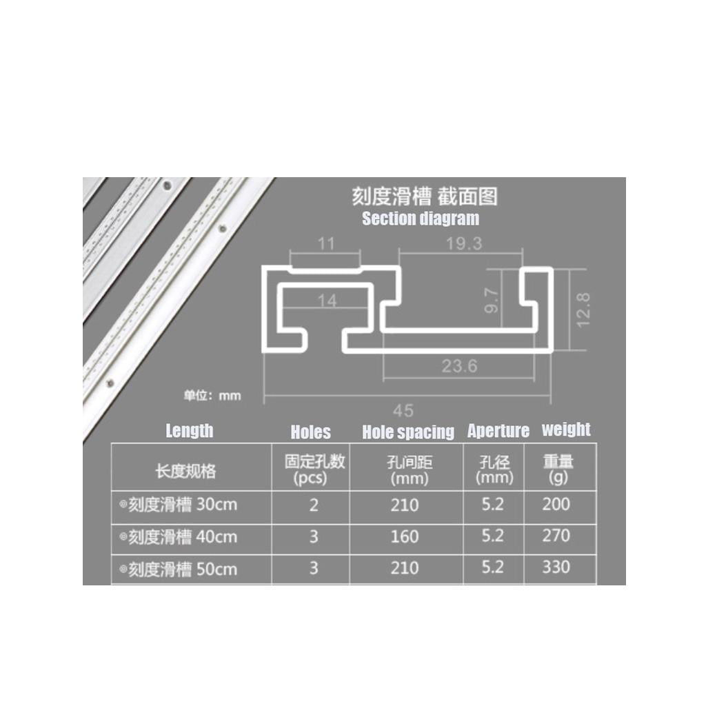 Details about   Angle Push Ruler in Hard Aluminum Alloy can be Installed on the Desktop and is 