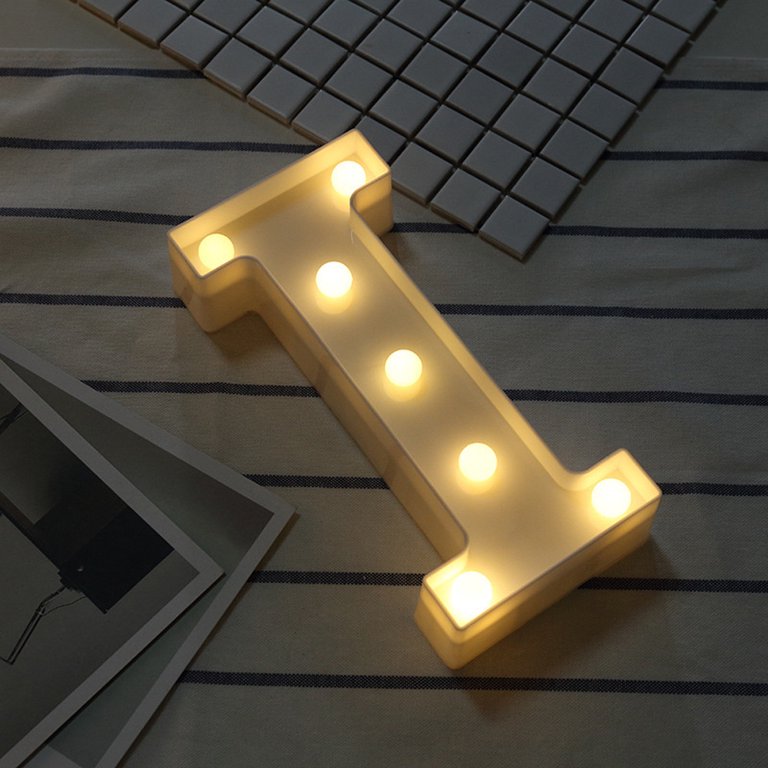 WANYNG LED light Alphabet LED Letter Lights Light Up White Letters Standing  Hanging I letter lights LED I I 