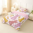 thumbnail image 2 of Erosebridal Cartoon Rabbit Silhouette Twin Comforter Sets,Pink White Geometric Checkered Bedding Set For Teens, Reversible 2pcs, 2 of 7