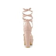 thumbnail image 2 of BLISSFUL STEP Sandales à Talons Hauts Épais à Plateforme à Lacets pour Femmes Rose (Taille 10,5), 2 of 6