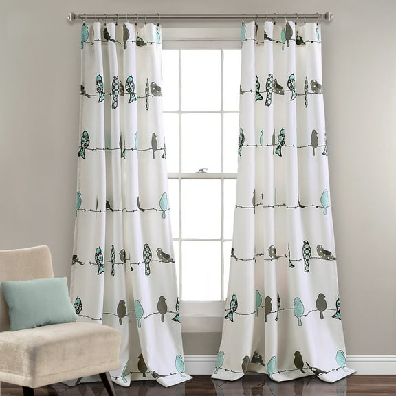 Lush Decor Rowley Birds Light Filtering Window Curtain Panel Set
