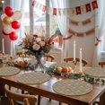 thumbnail image 5 of Khaki Daisy Round 13 Inch Placemats Set of 6, Modern Farmhouse Chrysanthemum Floral HeatResistant Non Slip Place Mats for Dining Table, Wipeable Braided Kitchen Table Mats for Housewarming, 5 of 9