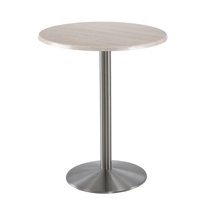 Indoor/Outdoor 42" Tall OD214 Stainless Steel Table Base with 22" Diameter Foot and 30" Diameter Indoor/Outdoor White Ash Top by the Holland Bar Stool Co.