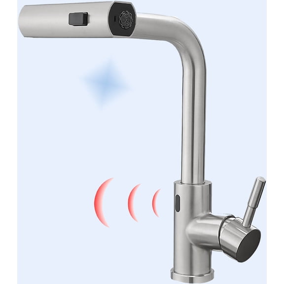 Touchless Kitchen Faucet with Pull Down Sprayer, Brushed Nickel Single Hole Handle Kitchen Sink Faucet