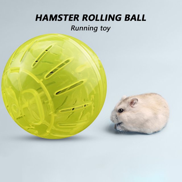 Mini pelota de plástico para correr, mascota, hámster, jerbo, pelota para correr, juguete (amarillo) Likrtyny Mascotas