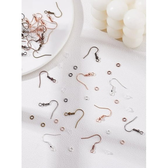 250 Pcs 5 Colors Earring Making Kit - Modern Vintage Earring Findings - Mix Colors - No Metal Type - Dangle Drop Cluster Threader Stud Hoop Wrap - Fish Hook Backs - 125 Count