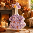 thumbnail image 2 of Fall Porch Goose Pumpkin Outfits,23 Inch Pumpkins Ghost Pattern Decor Dress with Summer Wide-brim Hat for Front Porch Yard Decor,Garden Landscape,Holiday Outdoor Atmosphere Layout,Purple, 2 of 7