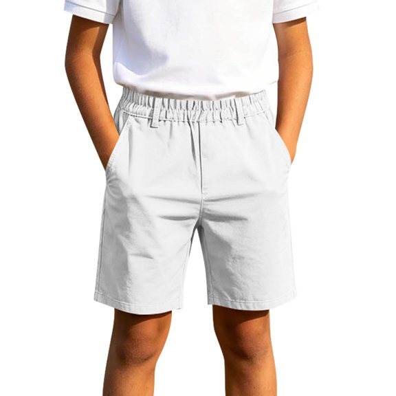 fatyb Kids Casual Shorts Boys Girls School Uniform Shorts with Pockets Elastic Waist Summer Pull on Shorts