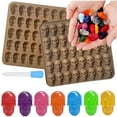 thumbnail image 6 of PPgejGEK 2PCS 40-Cavity Skull Ice Mold Tray, 16x17x1.2cm/6.29x6.69x0.47in Halloween DIY Candy Making, Food Grade Silicone for Ice Cubes Chocolate Baking, 6 of 8