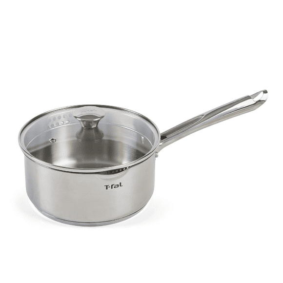T-fal Cook & Strain Stainless Steel Cookware, Sauce Pan with lid, 3 quart