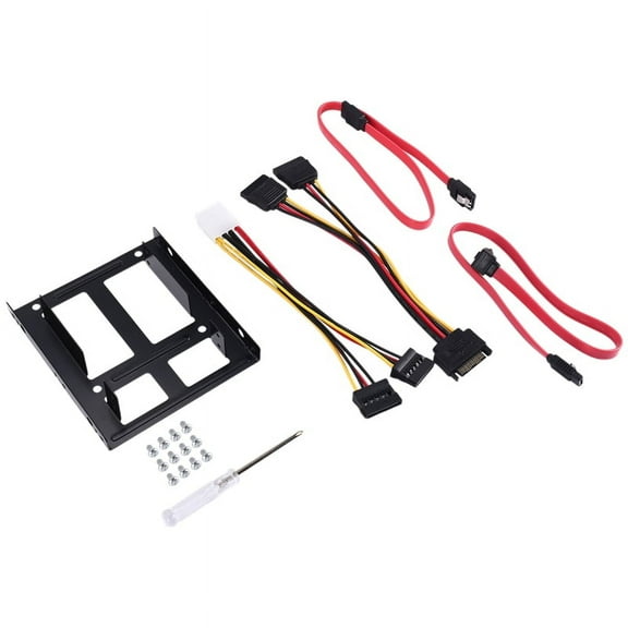 2X 2.5 inch SSD to 3.5 inch Internal Hard Disk Drive Mounting Kit Bracket (SATA Data Cables and Power Cables Included)