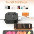 thumbnail image 6 of Surge Protector Power Strip, Wall Mount Overload Protection 15ft Long Extension Cord with 8 Outlets 4 USB Ports(2 USB C), Flat Wall Plug Outlet Extender, College Dorm Room Essentials, Black, 6 of 9
