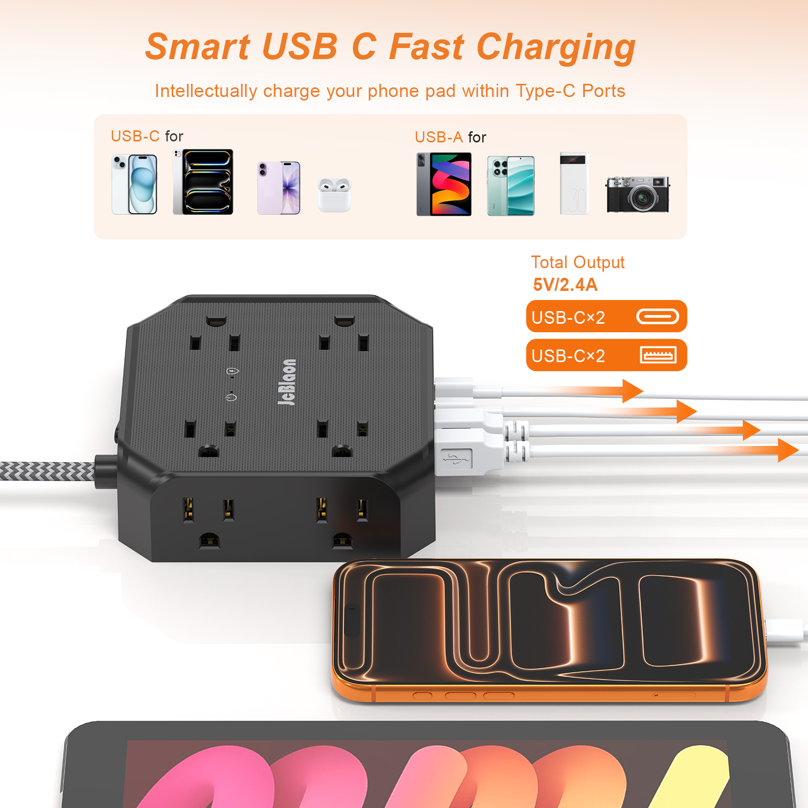Lajcaen 15 Ft Surge Protector Power Strip With 8 Outlets photo 6