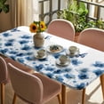 thumbnail image 3 of Navy Blue Floral Table Cloths for 4 Foot Rectangle Tables, Spring Flowers Butterflies Watercolor Patio Waterproof Elastic Fitted Tablecloths, Washable Rectangular Table Cover for Camping, 3 of 8