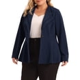 thumbnail image 4 of Agnes Orinda Women's Plus Size Office Work Double Lapel Button Peplum Blazer Jackets 4X Navy Blue, 4 of 5