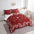 thumbnail image 2 of jejeloiu Rich Paisley 7pcs Queen Bedding,Bohemian Print Bedding Comforter Set Queen For Adults,Red White,Reversible, 2 of 7