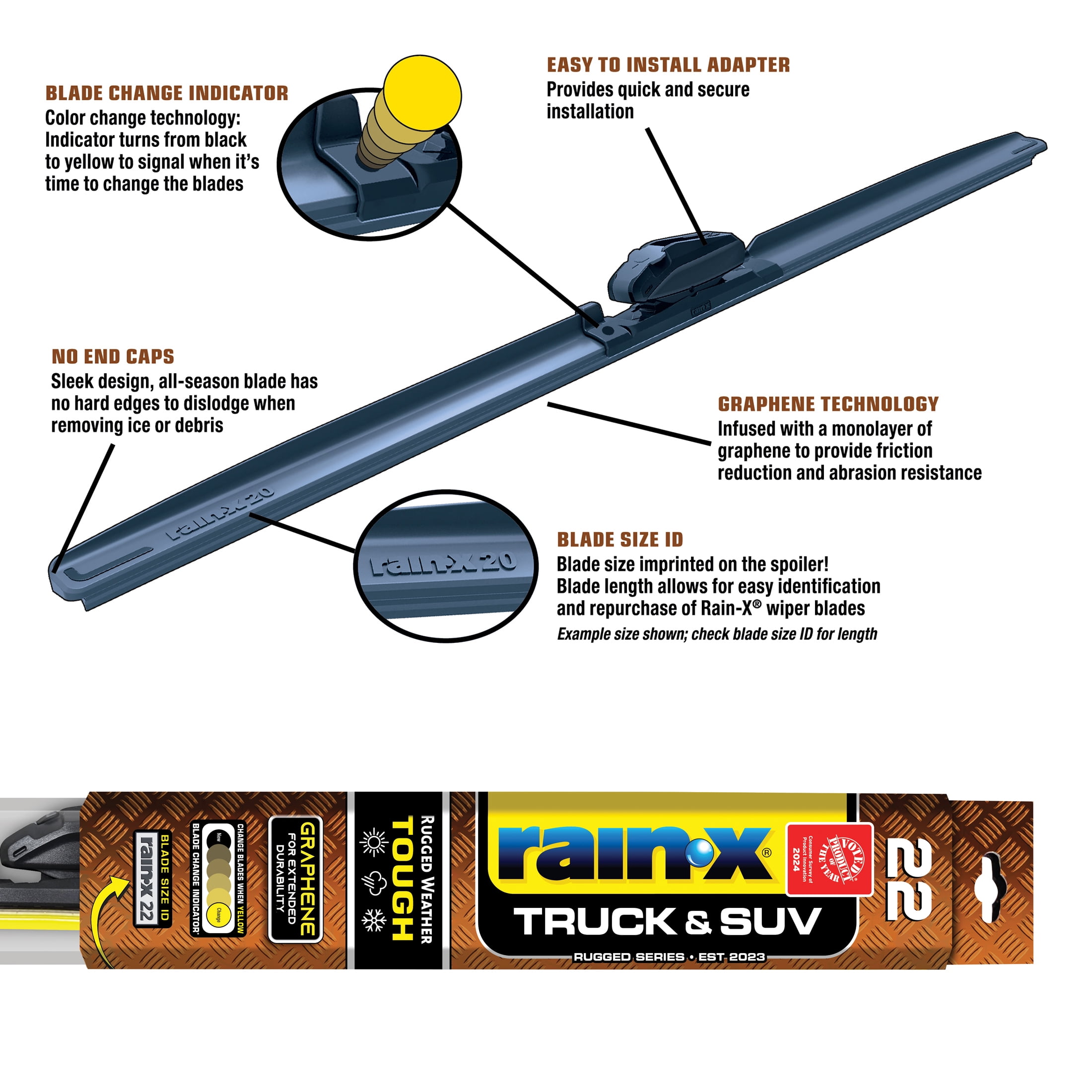 (2 pack) Rain-X Truck & SUV 22" Premium Replacement Windshield Wiper Blade - 770222