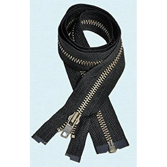 20" Jacket Zipper Heavy Weight ~ YKK #7 Antique Brass Separating ~ 580 Black (1 Zipper)