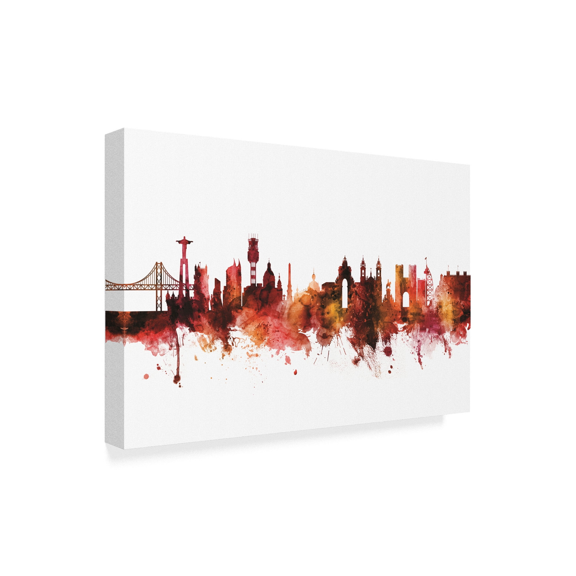 Trademark Fine Art 'Lisbon Portugal Skyline Red' Canvas Art by Michael Tompsett