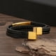thumbnail image 3 of Pulsera de acero inoxidable para hombre con hebilla magnética de cuero tejido cepillado, 3 of 5