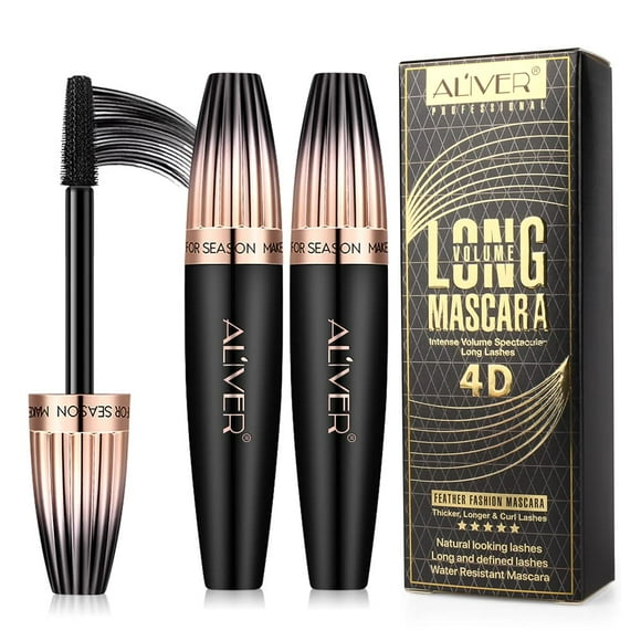 Máscara Mcukv 4D de fibra de seda para pestañas, impermeable, negra, paquete de 2
