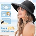 thumbnail image 2 of Sombrero Fedora de viaje DRESHOW para mujer, de paja, UPF 50+, 2 of 7