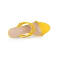 thumbnail image 4 of BLISSFUL STEP Women's Slip on Clear Glass Heel Wedge Sandals Yellow 11, 4 of 8
