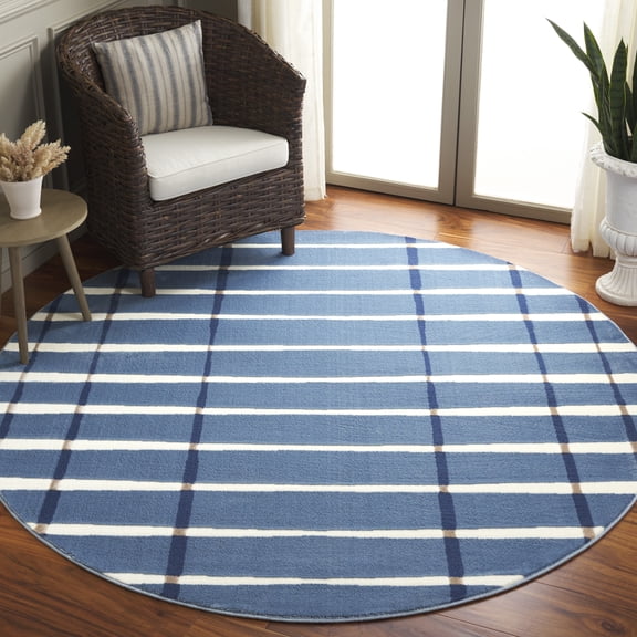 Safavieh Groove Alaina Geometric Striped Area Rug, Blue/Ivory, 6'7" x 6'7" Round