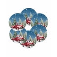 thumbnail image 7 of 13 Inch Round Placemats Set of 6, Blue Christmas Non Slip Heat Insulation PP Table Mats, Winter Red Truck Pine Tree Xmas Snowflakes Washable Place Mats for Kitchen Dining Party Table Decor, 7 of 7