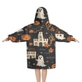 thumbnail image 2 of Halloween Ghosts Pumpkins and Haunted Houses Blanket Hoodies for Kids 6-13YR Oversize Wearable Blanket Hoodies for Boys Girls Teens, 2 of 7