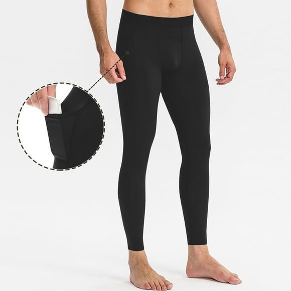 Pisexur Yoga Pants Soft Lightweight Mens Leggings for Sports Casual High Waisted No Front Seam Mens Workout Pants Soild Color Running Gym Mens Running Tights with Pockets S-2XL Black