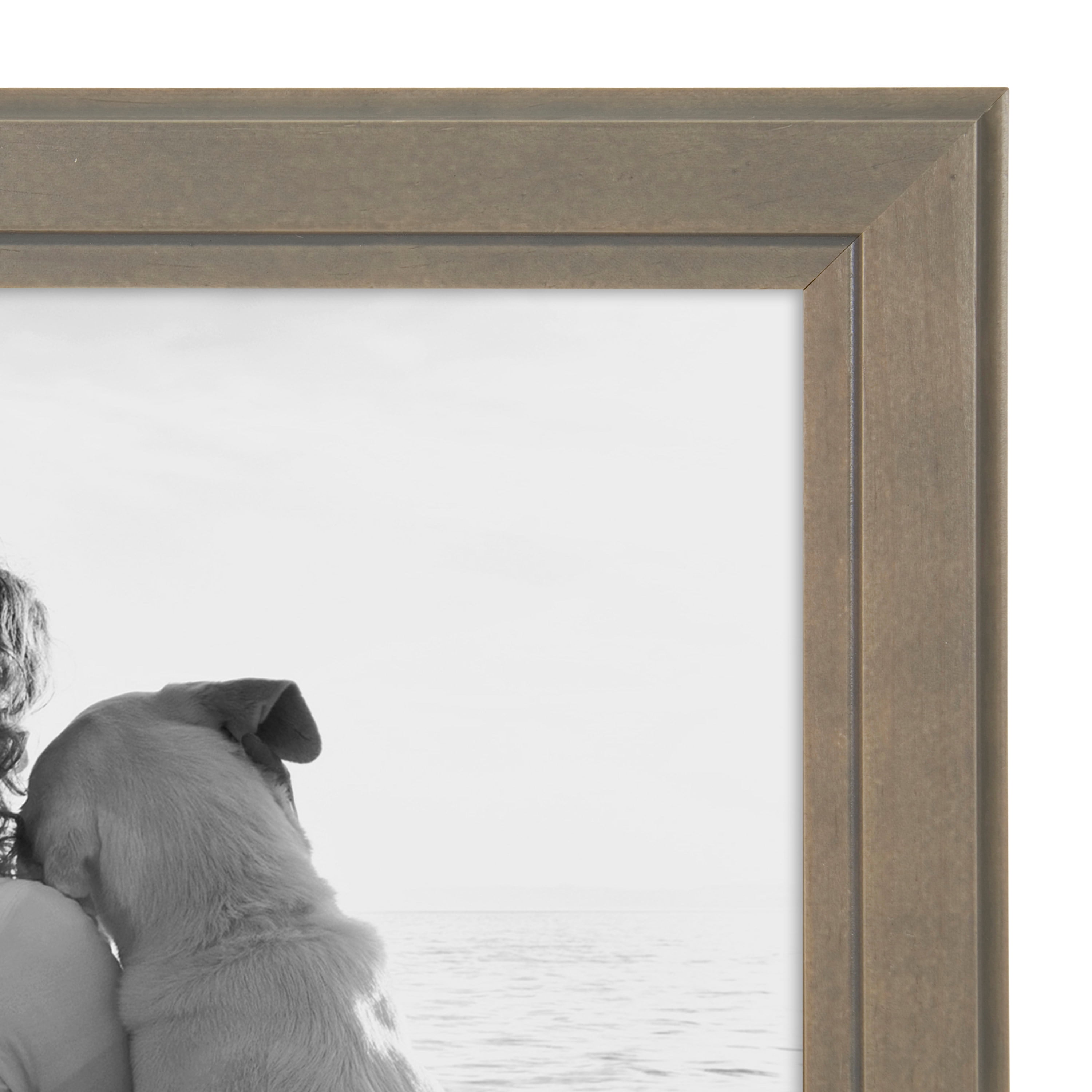 DesignOvation Kieva Solid Wood Picture Frame, Gray 8x10, Pack of 6