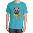 thumbnail image 2 of Wild Bobby, Bear Painting Splatter, Animal Lover, Garment-Dyed Washed Look Short Sleeve T-Shirt, Blue Lagoon, Small, 2 of 3