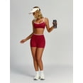 thumbnail image 5 of IBTOM CASTLE Workout Sets for Women 2 Piece Color Block Strappy Sports Bra High Waist Shorts Gym Yoga Pilates Outfits Red, 5 of 7