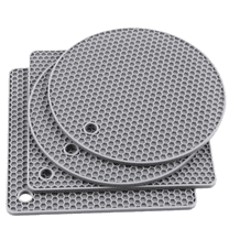 4 Pack Trivets for Hot Dishes, Easy to Wash and Dry Hot Pan Cushions, Silicone Mats for Kitchen Countertops, Table(Gray)