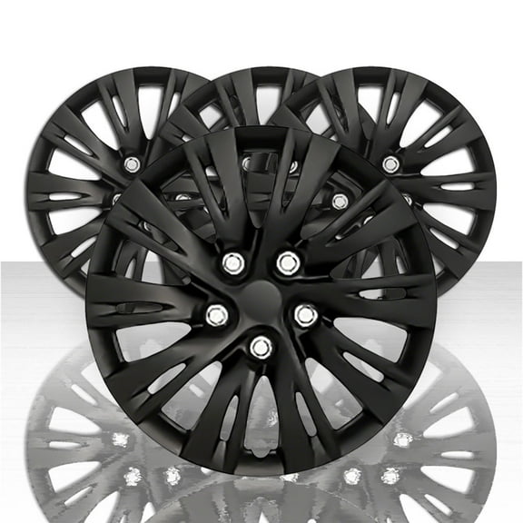 Set of 4 15" 10 Split Spoke Wheel Covers - Gloss Black
