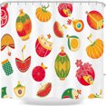 thumbnail image 1 of Whimsical Rideau de Douche Géométrique Coloré - Design Ludique Fruits & Vaisseaux, 1 of 4