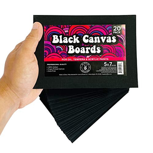 20 Pack Black Canvas Boards for Painting 5×7 Blank Small Art Canvases ...