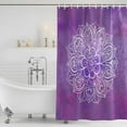 thumbnail image 2 of Boho Floral Shower Curtain Set - 72" x 78" Washable Bathtub Curtain with 12 Hooks, Purple Flowers Vintage Bohemian Watercolor Waterproof Fabric Stall Shower Curtains for Bathroom/Bathtub Décor, 2 of 6